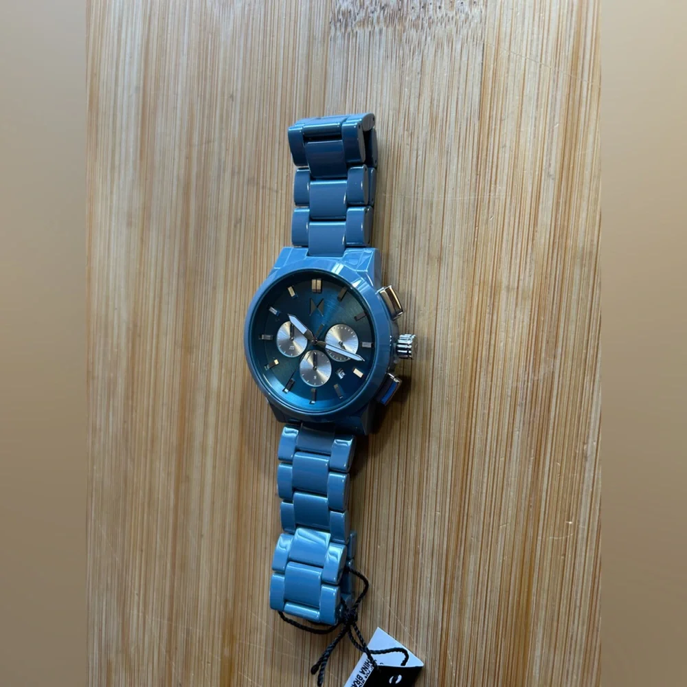 MVMT Ceramic Watch With 44mm Blue Chronograph Face & Blue Ceramic Bracelet